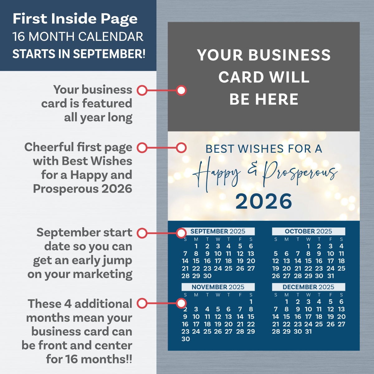 Warm Wishes 2026 TearOff Calendar with Business Card Real