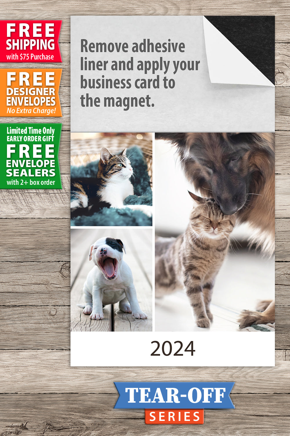 Furry Friends 2024 TearOff Calendar with Business Card Real