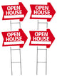 Open House Arrow Shape Signs & Stakes - 4 Pack Kit