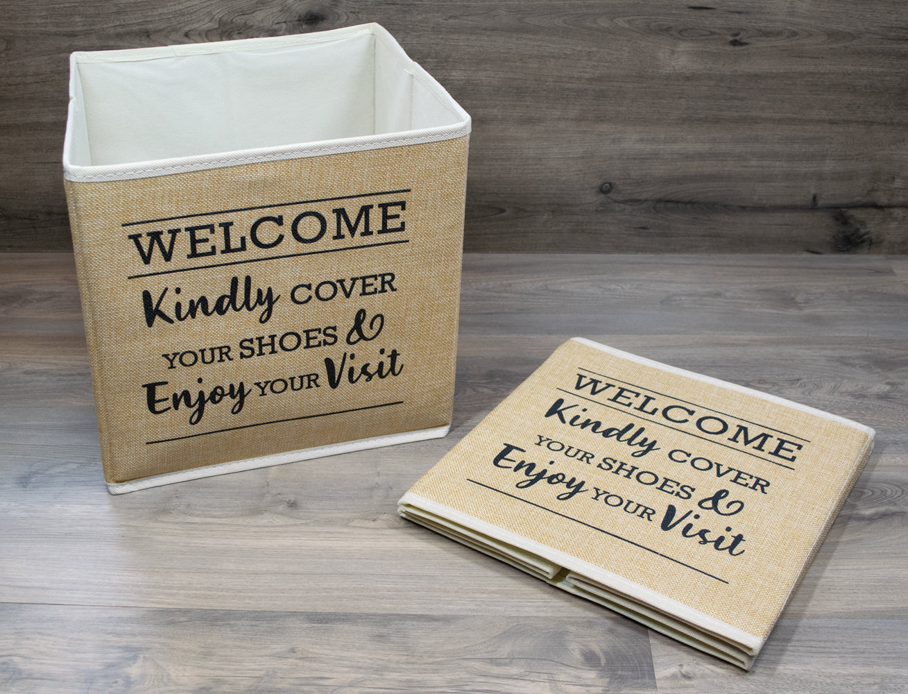 Storage Baskets Premium Linen Look Foldable Shoe Cover Bin