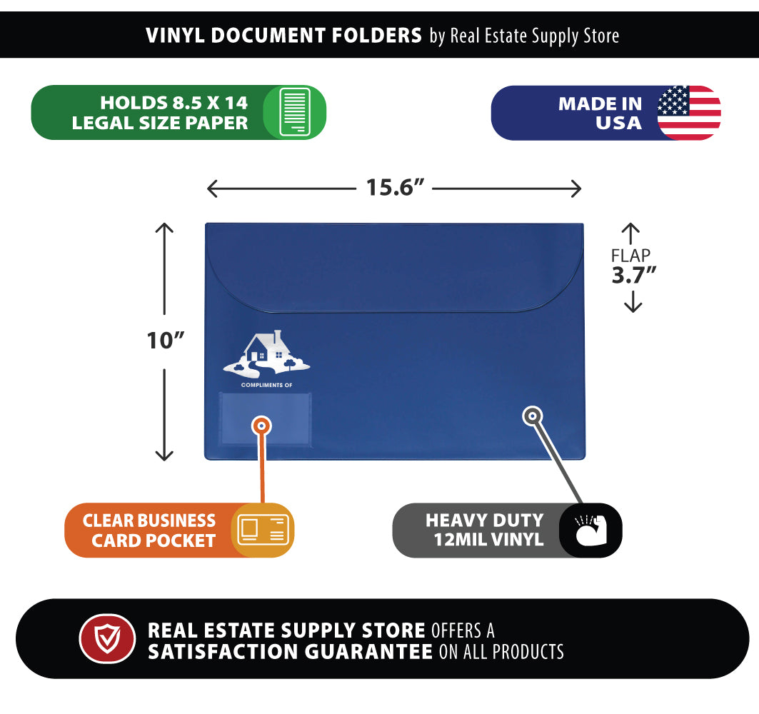 Doc Folder Real Vinyl Document Folders (Legal Size) with Business Card Holder - Top ...